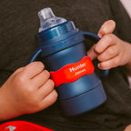 InchBug Orbit Labels Baby Bottle and Water Bottle Silicone Name Bands – Personalized Reusable Label Set for Daycare, Sippy Cups, Preschool, Elementary School, Dishwasher Safe, 4-Pack (Fire Truck Red)