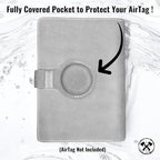 Genuine Leather AirTag Passport Holder and Wallet for Men and Women RFID Blocking for Secure Traveling and Documentation Organizer (Grey)
