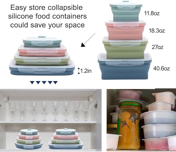 Collapsible Silicone Food Storage Container Set (INDIGO)