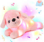 Glow Guards 15'' Pink Light up Musical Puppy Dog Stuffed Animal Soft Plush LED Night Lights Glow Bedtime Pal Birthday Children's Day Gifts for Toddler Kids