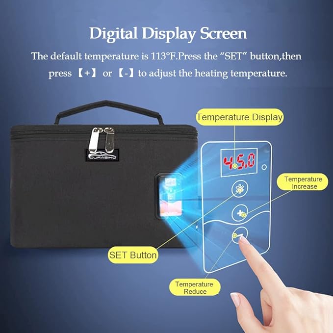 Portable USB Car Baby Bottle Warmer with Digital Display Screen,5V/20W Constant Temperature Milk Heater Bag,Heating Temperature Adjustable,Multi-Purpose Baby Bottle Warmer Bag