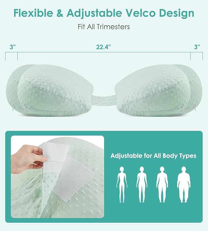 Pregnancy Pillow Cooling for Sleeping, Detachable and Adjustable Double-Sided Support Maternity Pillow Skin-Friendly for Pregnant Women Back, HIPS, Legs(30°Slope Design Verified by Expectant Mothers)