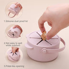 Snack Cups for Toddlers, Baby Snack Containers, Silicone Toddler Snack Cups No Spill, Food Catcher with Lid & Bucket-like Handle, BPA Free & Dishwasher Safe, 9 Ounce Lilac