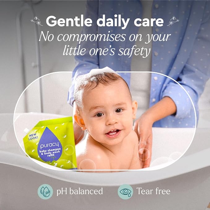 Puracy Shampoo & Body Wash for Children - Perfect Skin, Pure Ingredients - with 12 Fruit & Vegetable Extracts for Silky Smooth Skin, Gentle Lavender Chamomile, 98.8% from Mother Nature 48 fl oz