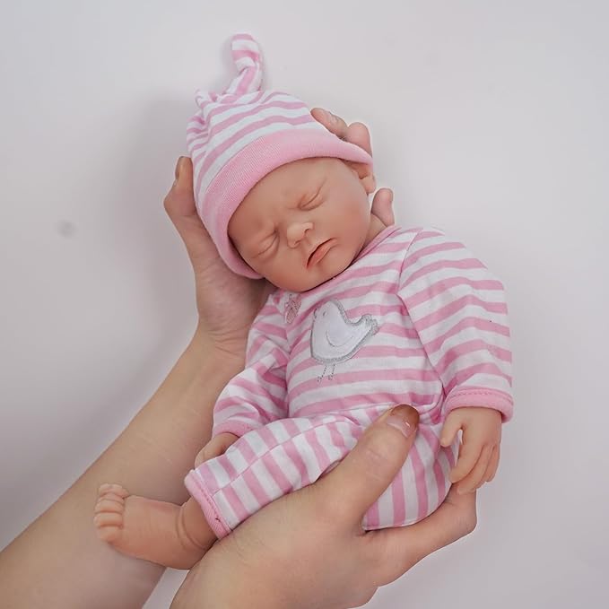 12" Silicone Full Body Reborn Baby Doll Lifelike Closed Eyes Sleeping Pretty Baby Girl Realistic Newborn Doll Real Life Baby The Look Real Babies Dolls
