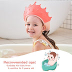 Baby Shower Cap Shield, Shower Cap for Kids, Visor Hat for Eye and Ear Protection for 0-9 Years Old Children, Cute Crown Shape Makes the Baby Bath More Fun (2 Pack)
