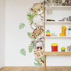 55.1 x 15.7 Inch Watercolor Jungle Animal Wall Decals - Forest Animal Sticker With Elephant, Tiger, Giraffe for Baby Nursery, Playroom, Bedroom, Classroom, Kindergarten Decor