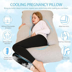 Chilling Home Pregnancy Pillow, Full Body Maternity Pillow for Pregnant Women, 63 inch Comfort U Shaped Pillow with Removable Washable Cover Cooling Jersey - Grey