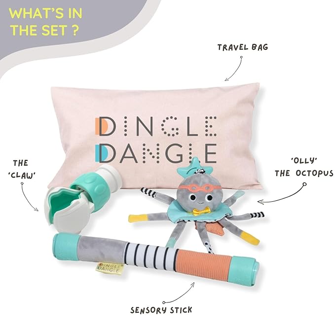 DINGLE DANGLE - Travel Mobile - Lightweight, Portable Baby Mobile - Keeping Baby Happy at Home or on the Go! Newborn Essentials Must Haves - Great Baby Registry or Shower Gift - Featured on Shark Tank