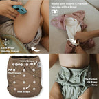 Cloth Diaper Cover, Washable Reusable Cover with Snap Closure, Cloth Diaper Shell for Prefold, Wet Bag Included, Pacific Neutrals by Nora's Nursery