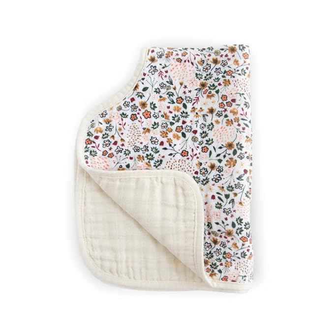 Little Unicorn Ultra-Absorbent Premium Burp Cloth | Soft on Baby's Skin | Larger Size | Ergonomic Design (Pressed Petals)
