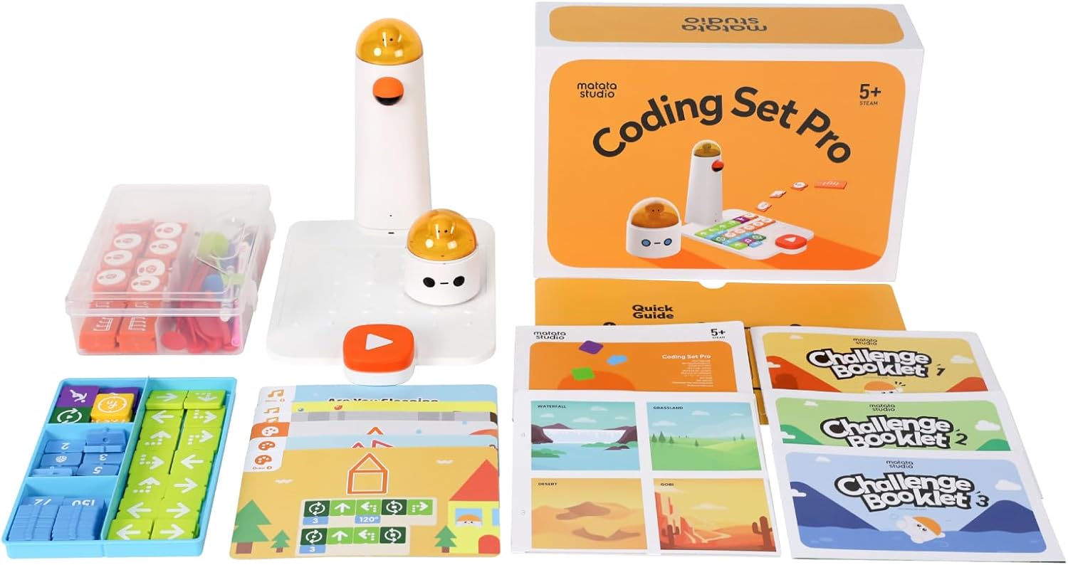 Matatalab Pro Set Coding Robot for Kids Ages 4+, STEM Educational Toy for Kids, Entry-Level Programming DIY Mechanical Building Blocks Robot, Learn to Code with Game