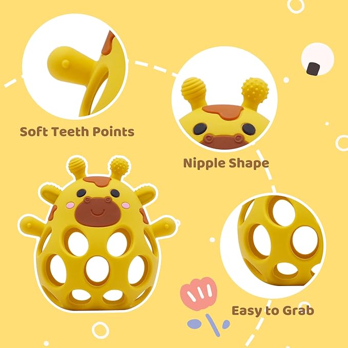 Baby High Chair Toys Teething Chew - Baby Table Toys, High Chair Suction Toy Teething Toys Silicone Teethers, Food Grade Silicon for 6 12 18 Months Yellow