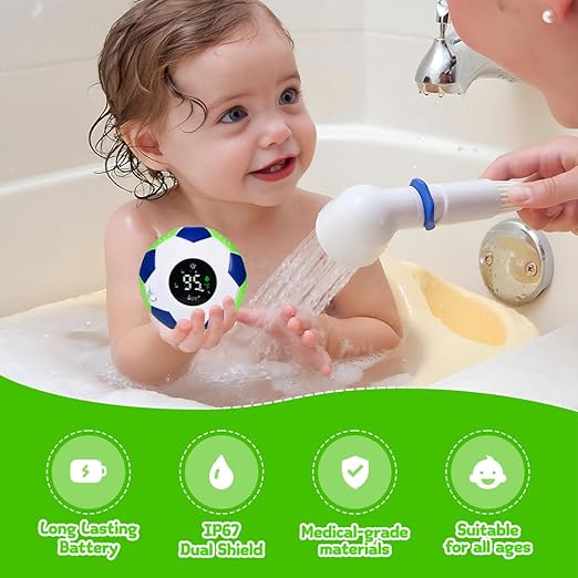 TKY Baby Bath Thermometer with Floating Toys - Digital Water & Room Temperature Monitor, Rechargeable Thermometer with Alerts for Newborn Bath Essentials, Infant Safety