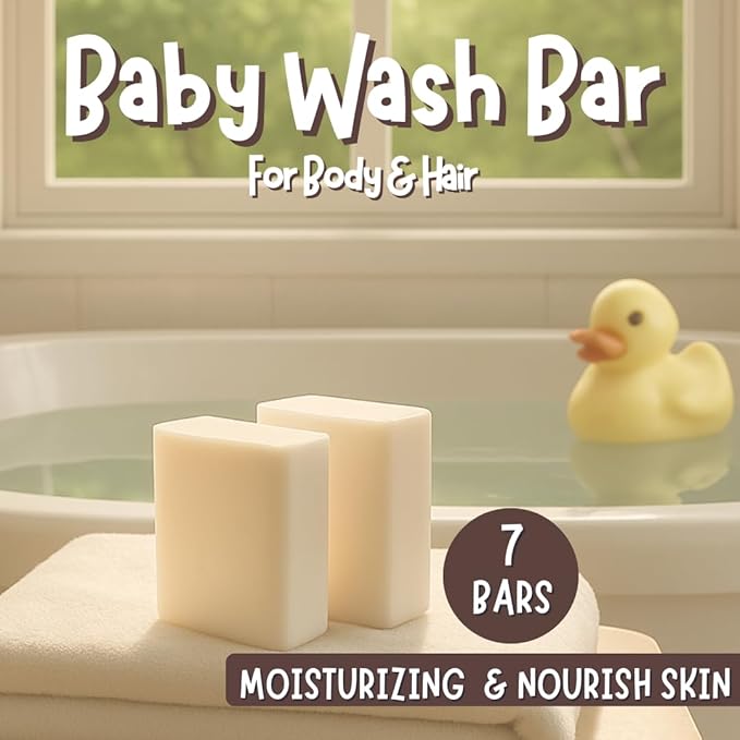 Unscented Baby Soap Bar for Sensitive Skin | Only 7 Ingredients | Gentle Face & Body Wash for Babies, Toddlers, Kids & Adults | Organic and Natural | 7 Bars - Big Value Bundle