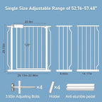 ALLAIBB Extra Wide Pressure Mount Baby Gate Auto Close White Metal Child Dog Pet Safety Gates with Walk Through for Stairs,Doorways,Kitchen and Living Room(52.76-57.48"/134-146cm)