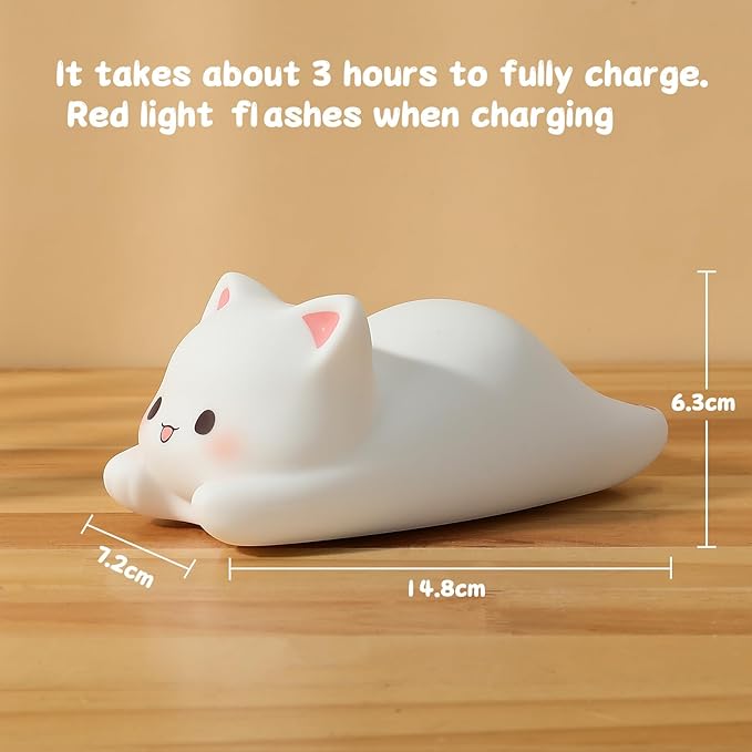 LOVERUIS Cute Night Light for Kids Cat Night-Light Baby Girl Squishy NightLight 1/3 Hour Timer Kitty Light Baby Dimmable Nursery Lamp Colorful Nightlight Gift for Kid Toddler Kawaii Bedroom (Kiki)