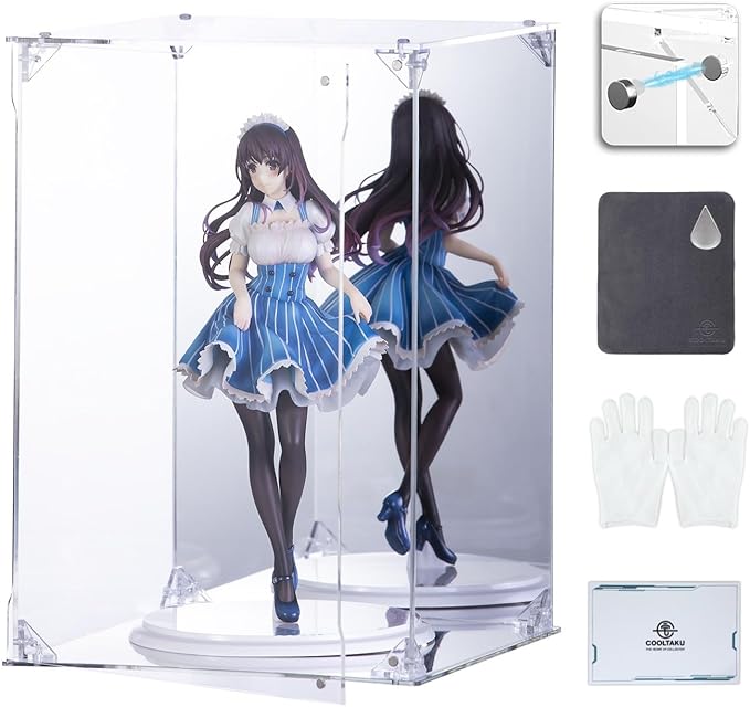 Acrylic Display Case, Mirrored Back and Base, UV Protected, Front Door with Magnetic Buckle, Display Box, Dustproof Showcase for Figures, Collections, Models, Toys (8x8x12 inch, 20x20x30 cm)