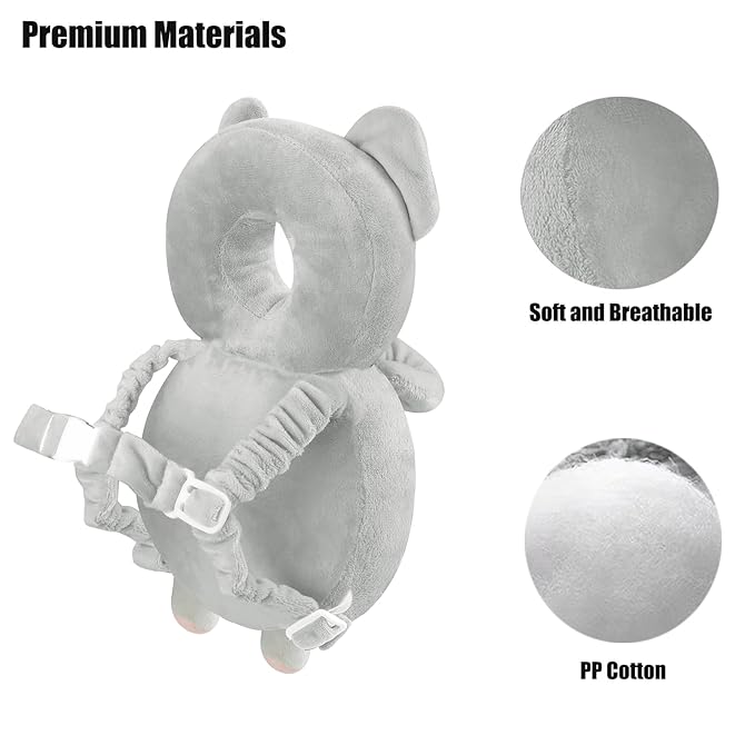 PandaEar Baby Head Protection Backpack, Toddler Walking Head Protector, Adjustable Head Protector Pad Safety Cushion (Grey)
