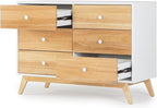 dadada Baby Merry 6-Drawer Dresser – Modern Nursery Dresser with Natural Wood Fronts, Soft-Close Drawers, Anti-Tip Safety Kit, Baby-Safe Finish – Spacious Storage for Nursery & Home (White/Natural)