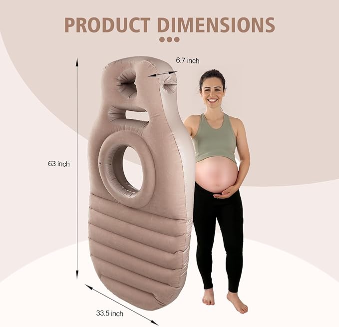 Pregnancy Blow Up Pillow, Belly Mattress for Pregnant Women with Electric Pump, Full Body Maternity Airbed with Hole for Stomach Sleeping, Back Pain & SPD Relief, Gray