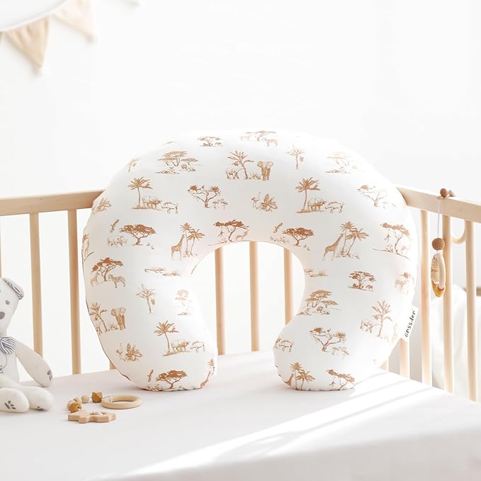 GRSSDER Nursing Pillow Cover Stretchy Minky Removable Nursing Covers for Breastfeeding Pillows, Ultra Soft Comfortable Slipcover for Boy and Girls, Stylish Elk Animals Pattern