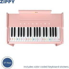 ZIPPY Kids Piano Keyboard, 37 Keys Digital Piano for Kids, Touch Sensitive Control Panel, Built-in Songs, Volume Adjustable, Music Educational Instrument, Wood Piano for 3+ Girls and Boys (Pink Plus)
