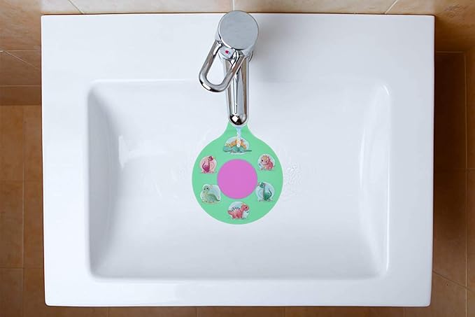 Bathtub Drain Stopper, Silicone Tub Stopper Plug, Universal Bath Drain Cover, Beautiful Coral Reef Illustration, Kids Tots Babies Gift (Green Dinosaur)