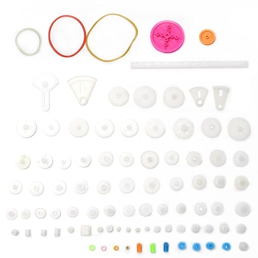 Fielect 85Pcs Plastic Gear Kit DC Motor Gears Kit DIY Gear Assortment Accessories Set for Motor Robot Various Gear Axle Belt Bushings