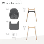 UPPAbaby Ciro High Chair/Sleek, Easy-to-Clean Design/Perfect-Fit Tray to Bring Baby to Table/Patent-Pending Harness/Dual-Position, 180-Degree Rotating Footrest/Jake (Charcoal/Rubberwood)