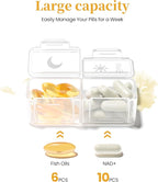 Zoksi Am Pm Pill Organizer 7 Day, Weekly Pill Box 2 Times a Day, Medicine Pill Organizer with Separate Compartment, Travel Pill Case Dispenser Portable for Vitamins, Fish Oils, Medicines(White)
