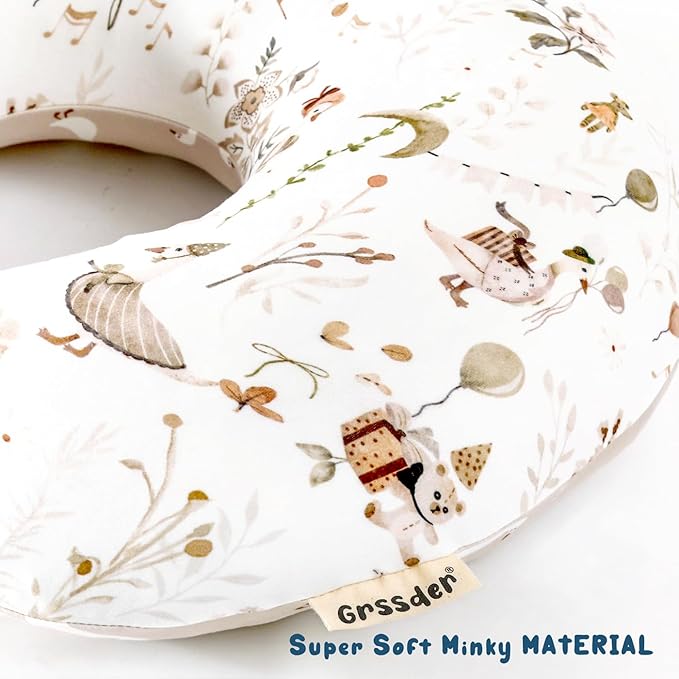 GRSSDER Nursing Pillow Cover Stretchy Minky Removable Nursing Covers for Breastfeeding Pillows, Ultra Soft Comfortable Slipcover for Boy and Girls, Cute Duck Pattern