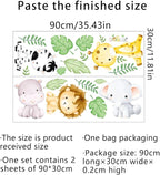 Watercolor Animal Wall Decals Giraffe Elephant Lion Hippo Zebra Wall Stickers Removable Cartoon Animal Wall Decals Decor for Baby Nursery Playroom Bedroom Classroom Kindergarten
