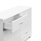 Storkcraft Brookside 6-Drawer Dresser (White) – GREENGUARD Gold Certified, White Dresser for Bedroom, Kids & Nursery Storage Chest, Safety Interlocking Drawers, Pre-Installed Tracks, Kids Chest