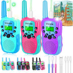 Vvinca Walkie Talkies for Kids Rechargeable 3 Pack, Toys for Boys Girls Age 3-13 Ourdoor Camping Birthday Gift, 3KM Long Range Walkie-Talkie 2 Way Radios 22 CH VOX with Li-ion Battery Flashlight
