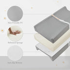 Baby Changing Pad, Waterproof & Wipeable Vegan Leather Diaper Changing Mat 31" x 16", Comfortable Soft Standard Size Infant Diaper Mat for Dresser and Table, Taupe (Grey)