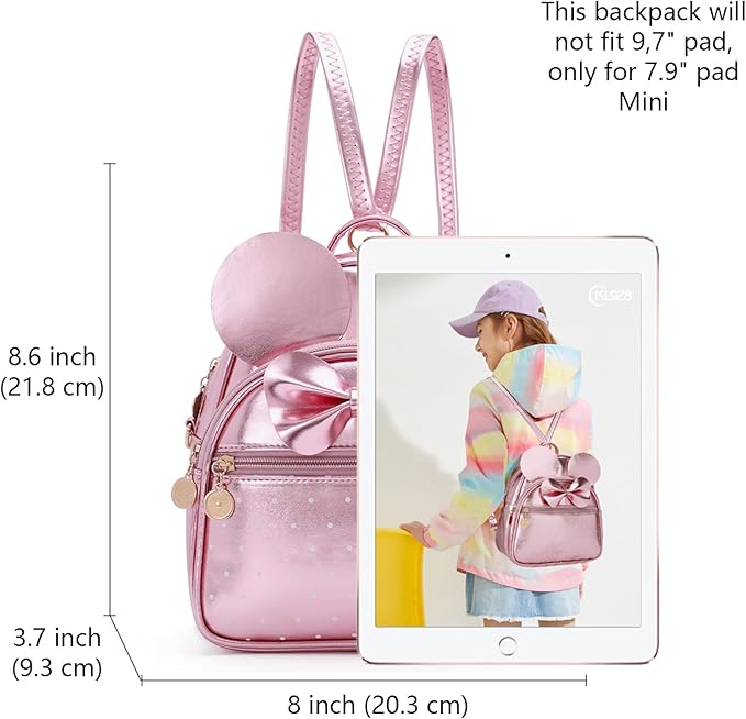 KL928 Girls Bowknot Polka Dot Cute Mini Backpack Small Daypacks Convertible Shoulder Bag Purse for Women