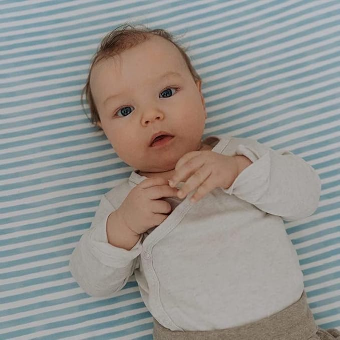 Baby Bassinet Sheets for Boy, Girl (Airplanes & Clouds) 2-Pack - Fitted Bedside Bassinet Sheets - Buttery Soft Cotton Blend for Standard Mattress Pad