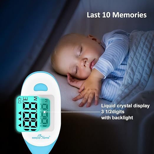 Easy@Home Baby Rectal Thermometer with Fever Indicator - Perfect Newborn & Infant Digital Thermometer with LCD Display Reading Body Temperature-Kid and Baby Item with Accurate Fast Reading - EMT-027