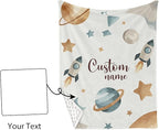 Personalized Baby Crib Bedding Set – Planet Space Theme Nursery Bedding Sets 3 Piece with Custom Name Blanket, Fitted Crib Sheet & Changing Pad Cover – Ideal Newborn Gift for Boys