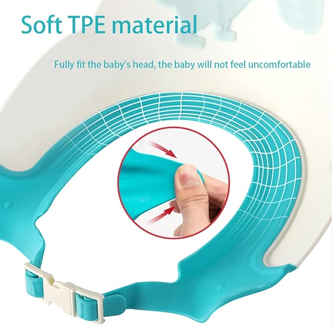 Baby Shower Cap Shield, Shower Cap for Kids, Visor Hat for Eye and Ear Protection for 0-9 Years Old Children,Cute Dinosaur/Crocodile/Hippo shape Makes the Baby Bath More Fun (Hippo, Blue)