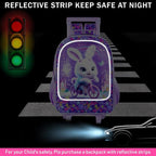 Rolling Backpack for Girls, Cute Rabbit Roller Wheels Kids Bookbag - Wheeled Elementary School Bag - 3PCS Rabbit