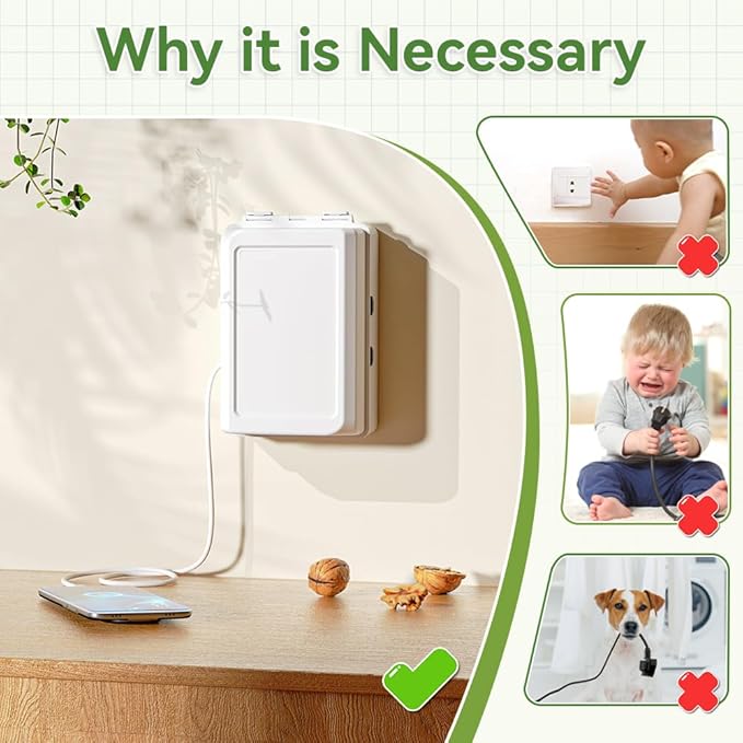 SAFELON 1Pcs Baby Proof Electrical Outlet Box Electrical Outlet Cover Baby Proof Box Plug Cover for Baby Safety (White)