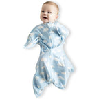SleepingBaby Zipadee-Zip Transition Swaddle - Cozy Baby Swaddle Blanket with Zipper Convenience - Roomy Wearable Blanket for Easy Diaper Changes - Spring Showers, Large (12-24 Month)