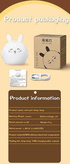 Night Light Kids, Cute Soft Glow Protect Eyes Night Light Bunny Lamp with 30mins Timer Rechargeable Nightlight for Kids Children Women Girls Toddler Bedroom Bedside Livingroom