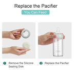 COMI Wide Neck Glass Breastmilk Collection n Storage Bottle, 6 Packs, 8oz with Screw Ring Sealing Disk; Re-markable Sealing Disc. BPA Free, Fits Breast Pumps & Nipples (3 Gray Lids + 3 Pink Lids)