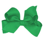 Wee Ones Girls' Plain Wrap Classic Grosgrain Hair Bows on a WeeStay No-Slip Hair Clip, Handmade, Mini, Green