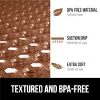 GORILLA GRIP Patented Square Shower Stall Mat, Small Bathtub Floor Mats for Stand Up Showers with Suction Cups and Drainage Holes, Machine Wash, Soft on Feet, Bathroom Accessories 21x21 Inch, Brown