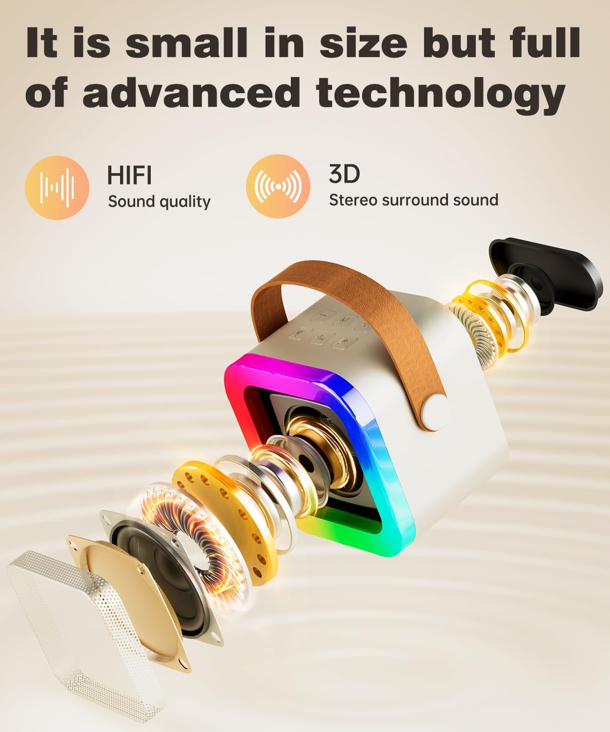 Mini Karaoke Machine Speaker for Kids Adults,Portable Bluetooth with 2 Wireless Microphones,Christmas Birthday Gifts Toys Girls Boys Ages 4, 5, 6,7, 8,9,10,11,12+ Years Old Toddler (Off-White - 2 Mic)