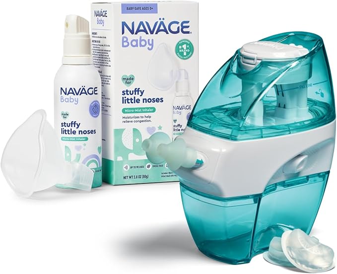 Navage Starter Kit with 30 SaltPods and Baby Mist Bundle – Natural Nasal Irrigation for Adults and Continuous Saline Mist for Baby Congestion Relief